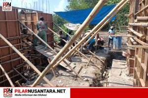 Semangat Gotong Royong Menggema, Pengecoran Tiang Angkur Jembatan Gantung Garuda di Bolo Kian Dikebut