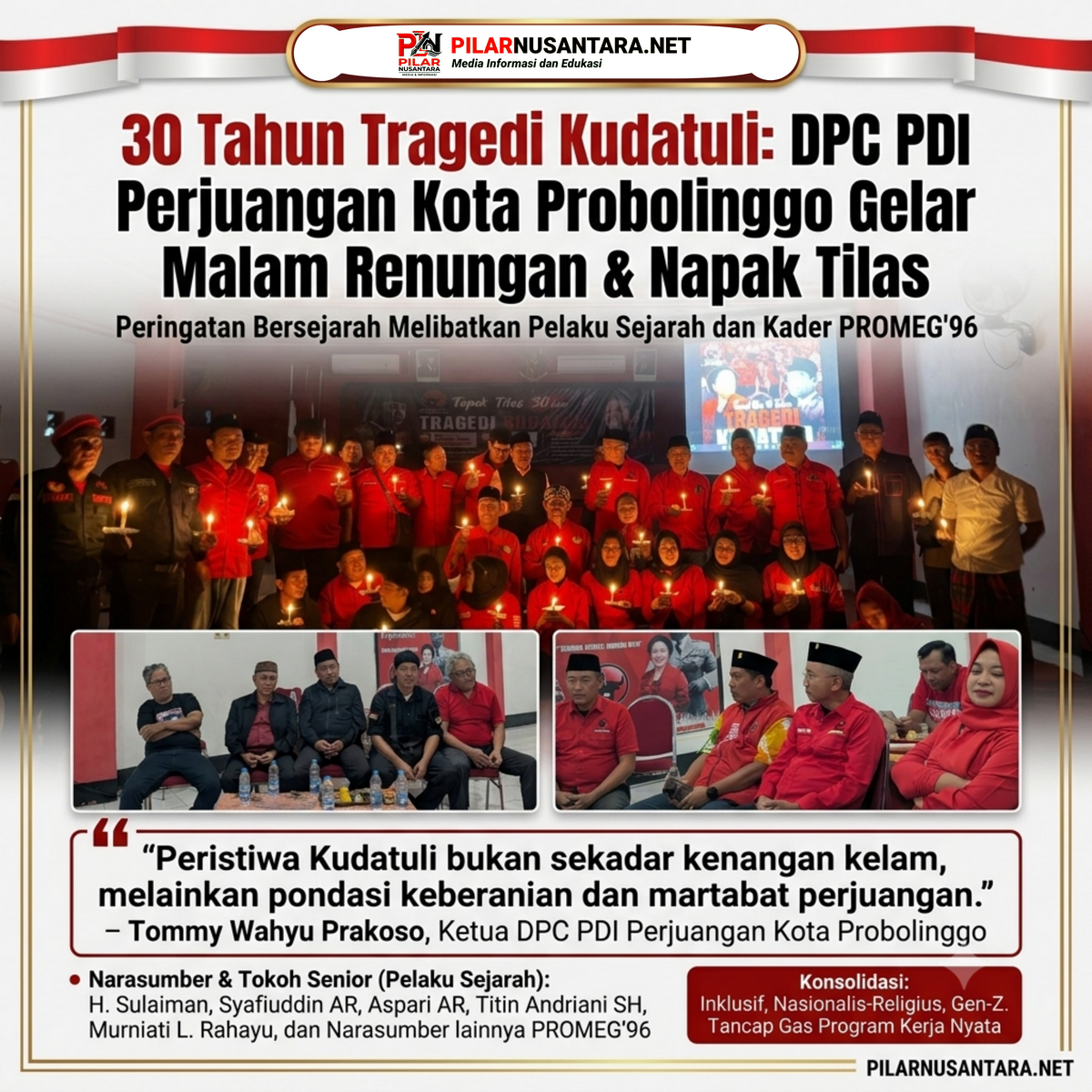 Peringati 30 Tahun Peristiwa Kudatuli, DPC PDI Perjuangan Kota Probolinggo Gelar Malam Renungan dan Napak Tilas