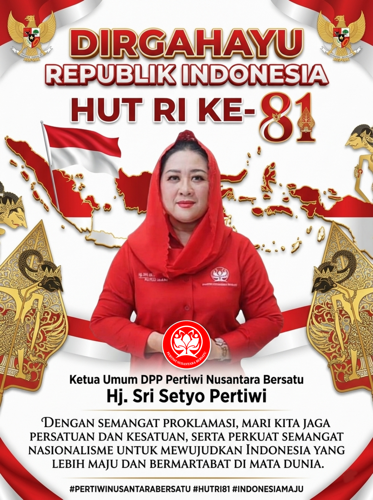 Peringati HUT RI ke-81, Ketua Umum DPP Pertiwi Nusantara Bersatu Dorong Semangat Kebangsaan dan Kepedulian Sosial